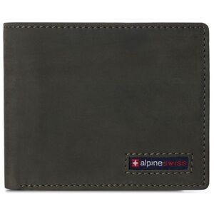 Alpine Swiss Mens Commuter RFID Bifold Wallet 2 ID Windows Divided Bill Section